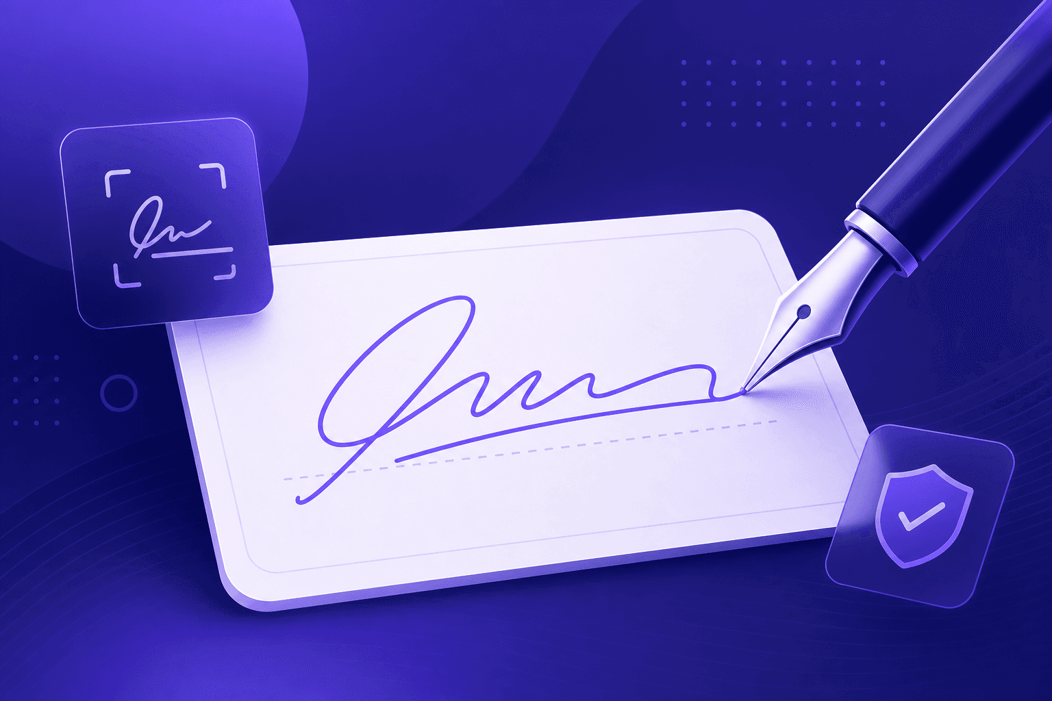 Illustration of a signature being drawn on a signature pad