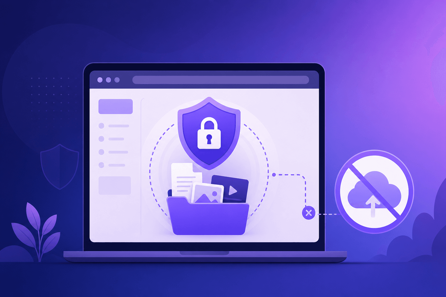 Illustration showing files staying private inside the browser